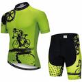 21Grams Men's Cycling Jersey Set Cycling Jersey with Shorts Short Sleeve Mountain Bike MTB Road Bike Cycling White Black Green Graphic Patterned Gear Bike Clothing Suit 3D Pad Breathable Quick Dry