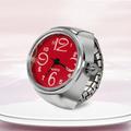 1pc Pop Fashion Women Mens Finger Ring Watch Quartz Movement Adjustable Stainless Steel Band Fashion Jewelry Ring Elastic Band