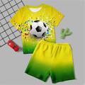Boys 3D Football Tee Pants Pajama Set Short Sleeve 3D Print Summer Active Fashion Daily Polyester Kids 3-12 Years Crew Neck Home Causal Indoor Regular Fit