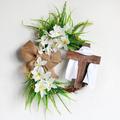 Easter Wreath with Cross - Elevate Your Easter Decor with this Beautiful Bunny Wreath Door Hanging, Adding a Touch of Religious Symbolism and Springtime Charm to Your Home