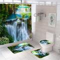 4pcs Nature Forest Shower Curtain Set Bridge Bathroom Sets With Shower Curtain And Rugs Waterproof Shower Curtain Non-Slip Rug Toilet Lid Bathroom Mat And 12 Plastic Hooks Bathroom Accessories