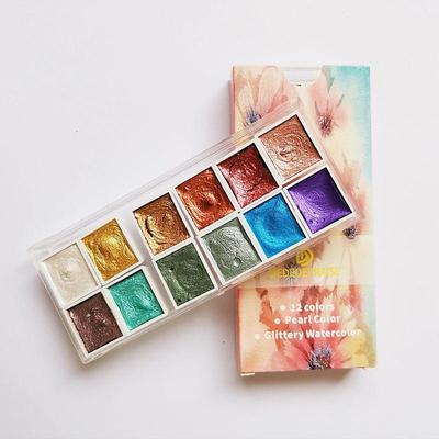 Dededepraise Metallic Watercolor-6/12 Color Set Starry Watercolor In Portable Box.Diamonds Glitter Solid Watercolors.Watercolor Art Supplies For Artists, Students And Painting Beginners,Perfect For Easter Decoration