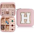 Trendy Travel Jewelry Case, Personalized Gifts,Pink Travel Jewelry Box,Birthday Gifts for Women Valentine's Day Gifts for Teens Girls Initial Travel Jewelry Case