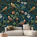 Birds Wallpaper Roll Mural Inspired by William Morris Wall Covering Sticker Peel and Stick Removable PVC/Vinyl Material Self Adhesive/Adhesive Required Wall Decor for Living Room Kitchen Bathroom