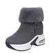 Women's Unisex Boots Snow Boots Suede Shoes Furry Feather Outdoor Daily Solid Colored Fleece Lined Booties Ankle Boots Winter Wedge Heel Hidden Heel Round Toe Sporty Casual Suede Zipper Black Gray