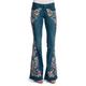 Women's Jeans Bootcut Bell Bottom Denim Floral Full Length Micro-elastic Mid Waist Fashion Streetwear Street Daily Dark Blue Light Blue S M Fall Winter