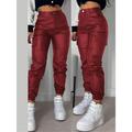 Women's Cargo Pants Maillard Slim Trousers Full Length PU Micro-elastic High Waist Fashion Streetwear Street Daily Black Red S M Fall Winter