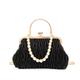 Women's Handbag Evening Bag Clutch Bags PU Leather for Evening Bridal Wedding Party with Pearls Chain Large Capacity Lightweight Geometric in Black White Pink