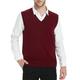 Men's Sweater Vest Pullover Ribbed Knit Regular Knitted Plain V Neck Keep Warm Modern Contemporary Daily Wear Going out Clothing Apparel Fall Winter Black Wine S M L