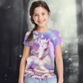 Kids Girls' T shirt Tee Short Sleeve Horse Unicorn Rainbow 3D Print Graphic Animal Print Rainbow Children Tops Summer Active Cute Causal 2-13 Years