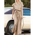 Femmes Robe Longue Maxi Robe Robes inspirées du lin Robe Décontractée Robe d'été Robe unie Streetwear Robe Maxi Basique Vacances Rue Fête Coupe Ample Manche Courte Col ras du cou Kaki Bleu de minuit