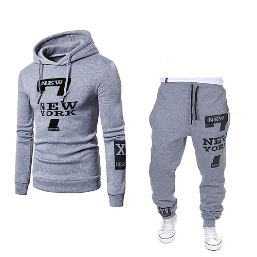 Per uomo Tuta da Ginnastica Tuta da Allenamento Coulisse 2 Pezzi Lettera Set di Abbigliamento Completo Abbigliamento Primavera Autunno Inverno Nero Bianco Allenamento in Palestra Jogging Allenamento