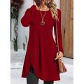 Per donna Abito casual Abito semplice Mini abito Pulsante Ufficio Giornaliero Appuntamento Elegante Attivo Girocollo Manica lunga Nero Rosa Rosso Colore