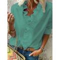 camicetta da donna camicia scollo a v lattuga bordo semplice moderno scollo a v regolare primaveraamp; autunno verde blu bianco arancione