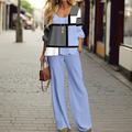 Completo da donna 2 Pezzi Sportivo Giornaliero T Shirt Pantaloni Set Pantaloni a Gamba Larga Maniche Lunghe Collo a V Stampa a Blocchi di Colore all'Aperto Casual Rosa Blu Verde Primavera Autunno