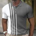 Per uomo Polo a nido d'ape Camicia da golf Golf Ufficio Strada Collo a polo Classico Manica corta Di tendenza Informale A strisce Pulsante frontale Estate Primavera Primavera estate Standard Nero