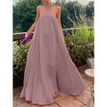 Matrimonio in spiaggia abito da sera A-Line abito da fata formale invitato matrimonio lunghezza fino al pavimento senza maniche senza spalline in chiffon elasticizzato con pieghe sciarpa