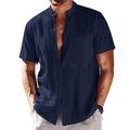 Per uomo Camicia di lino Camicia in cotone e lino Camicia con colletto cinese Camicia con colletto alla coreana Camicia Estiva Camicia da Spiaggia Semplice Vacanza Camicia hawaiana Nero Bianco Blu