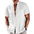 Per uomo Camicia di lino Camicia in cotone e lino Camicia con colletto cinese Camicia con colletto alla coreana Camicia Estiva Camicia da Spiaggia Semplice Vacanza Camicia hawaiana Nero Bianco Blu