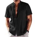 Per uomo Camicia di lino Camicia in cotone e lino Camicia con colletto cinese Camicia con colletto alla coreana Camicia Estiva Camicia da Spiaggia Semplice Vacanza Camicia hawaiana Nero Bianco Blu