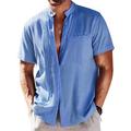 Per uomo Camicia di lino Camicia in cotone e lino Camicia con colletto cinese Camicia con colletto alla coreana Camicia Estiva Camicia da Spiaggia Semplice Vacanza Camicia hawaiana Nero Bianco Blu