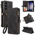 Custodia per telefono per Samsung Galaxy S24 S24 S23 S22 S21 Ultra Plus Note 20 Ultra 10 Plus S10 S9 Plus custodia portafoglio con supporto stand zip slot per schede PU pelle
