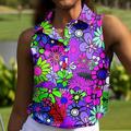 Per donna POLO abbigliamento da golf Lilla Arancione Senza maniche Protezione solare Leggero Maglietta Superiore Floreale Abbigliamento da golf da donna Abbigliamento Abiti Abbigliamento