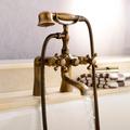 rubinetto per doccia a parete in ottone anticato, rubinetti per miscelatore per vasca da bagno a due fori a due maniglie con doccetta e valvola e acqua calda / fredda
