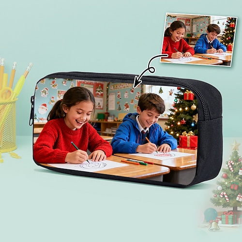 Astuccio fotografico personalizzato per bambini – astuccio con cerniera personalizzato per articoli per il ritorno a scuola, ideale per ragazzi e ragazze
