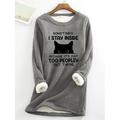 felpa da donna pullover foderata in pile gatto lettera strada casual teddy peloso confortevole girocollo manica lunga top micro-elastico autunnoamp;tessuto morbido traspirante invernale confortevole