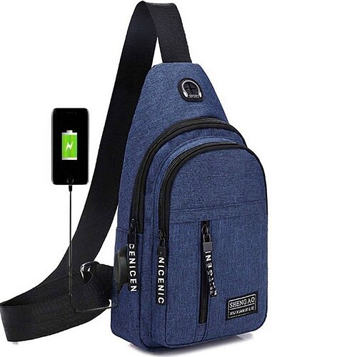 Borsa a tracolla da uomo con porta di ricarica USB: borsa a tracolla multitasche e di grande capacità per il rientro a scuola