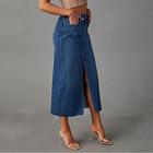 Per donna Gonna Linea A Gonna longuette in jeans Di tendenza Informale Medio Vita alta Gonne Tinta unita Tasche doppie punte Strada Giornaliero Blu Azzurro chiaro Estate Denim