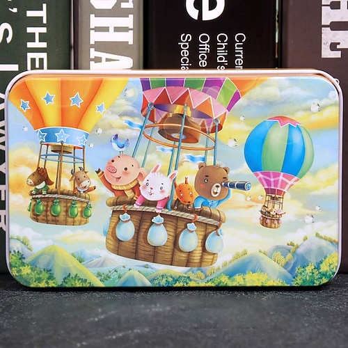 Puzzle di legno per bambini puzzle da 60 pezzi in scatola di ferro puzzle per educazione prescolare giocattoli in legno regalo di Natale