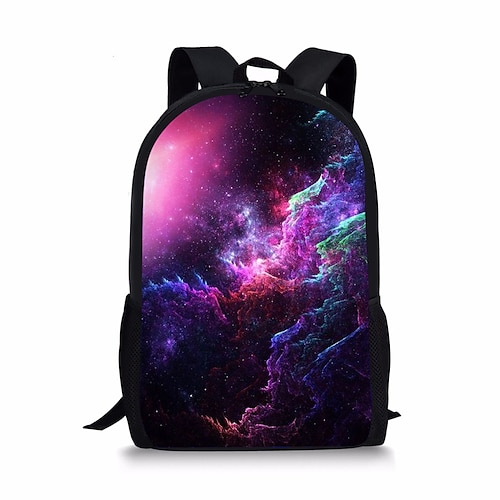 Zaino con stampa galassia – resistente ed elegante zaino scolastico con nebulosa spaziale, spallacci regolabili in tessuto oxford, ampia capacità, cerniera, ideale come regalo per il ritorno a scuola – spazioso zaino con design a notte stellata
