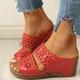 sandali con zeppa neri da donna con motivo floreale ritagliato – comode scarpe estive slip-on con dettagli cuciti