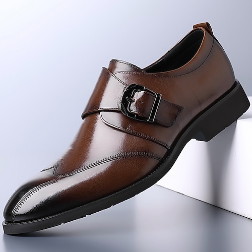 Per uomo Mocassini e Slip-Ons Scarpe formali Scarpe da sera Scarpe da monaco Footing Lavoro Serata e festa Di pelle Comodo Fibbia Marrone scuro Nero Primavera Autunno