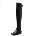 Per donna Stivaletti Giornaliero Tinta unita Stivali sopra il ginocchio Stivali alti alla coscia Inverno Tacco grosso Punta tonda Classico Cuoio Cerniera Marrone scuro Nero Beige