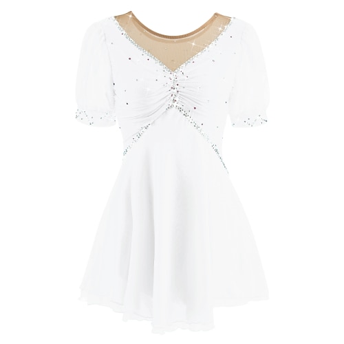 Vestito da pattinaggio artistico Per donna Pattinaggio sul ghiaccio Vestiti Rosa baby Viola Bianco / Bianco Retato Elastene Attività ricreative Da allenamento Competizione Vestiti da pattinaggio sul
