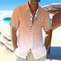 Per uomo Gradiente Fiori tropicali Camicia Camicia hawaiana Camicia Aloha Manica corta Camicia Collo ripiegabile Informale Esterno Strada Casual / quotidiano Giallo Rosa Blu S M L