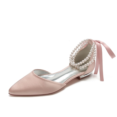 Per donna Scarpe da Sposa Scarpe da Donna Regali di San Valentino Festa Sera Ballerine da Sposa Scarpe da Sposa Scarpe da Damigella Fiocco Perla Imitazione Tacco basso Punta a Punta Classico Dolce