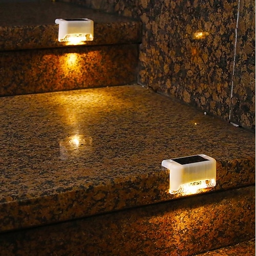 4 luci solari per recinzione esterna, impermeabile, luce da giardino, cortile, recinzione, gradini, passerella, balcone, decorazione per le vacanze, illuminazione solare, lampada da notte