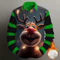 natale uomo natale animali stampati camicie casual abbigliamento quotidiano vacanza uscite autunnoamp;camicia invernale a maniche lunghe rosso scuro, rosso, blu reale s, m, l