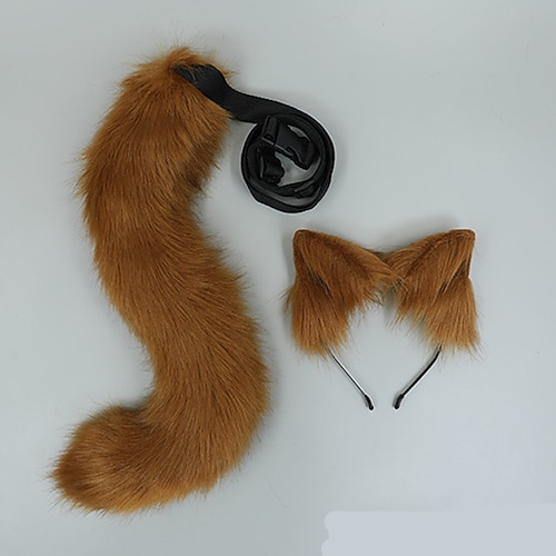 pelliccia volpe gatto lupo cerchietto coda flessibile pelliccia sintetica orecchie carnevale festa di natale lolita costumi cosplay fursuit set di accessori festa in maschera regalo