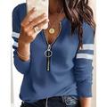 Maglietta da donna a manica lunga con zip a quarti Maglietta a manica lunga casual con zip Felpa Pullover Sportiva Basica Texturizzata Waffle Street V Collo Mezza Zip Nera Bianca Rossa Blu Grigia