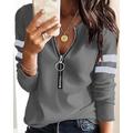 Maglietta da donna a manica lunga con zip a quarti Maglietta a manica lunga casual con zip Felpa Pullover Sportiva Basica Texturizzata Waffle Street V Collo Mezza Zip Nera Bianca Rossa Blu Grigia