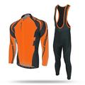Per uomo Maglia con salopette lunga da ciclismo Manica lunga Ciclismo da montagna Cicismo su strada Inverno Nero Giallo Rosso Bicicletta Pantalone / Sovrapantaloni Maglietta / Maglia Calzamaglia