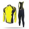 Per uomo Maglia con salopette lunga da ciclismo Manica lunga Ciclismo da montagna Cicismo su strada Inverno Nero Giallo Rosso Bicicletta Pantalone / Sovrapantaloni Maglietta / Maglia Calzamaglia