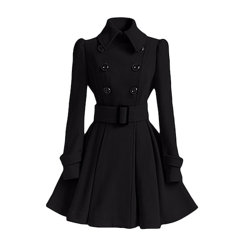 cappotto invernale da donna caldo traspirante festa quotidiano uscita con bottoni tasca doppiopetto risvolto elegante contemporaneo donna formale tinta unita vestibilità regolare capospalla manica