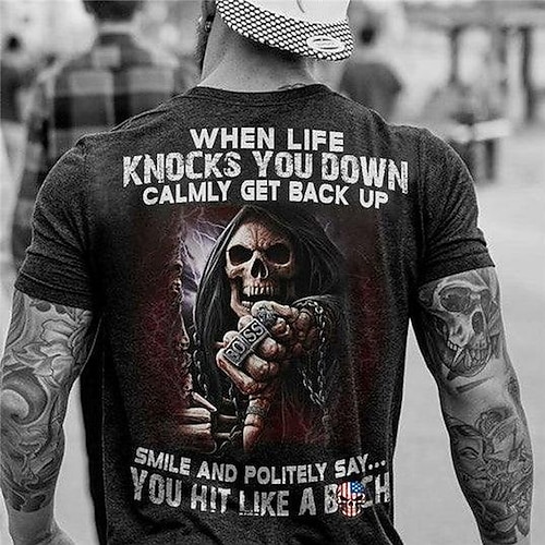Per uomo Teschio Stampe Grafiche Maglietta Maglietta grafica Magliette Divertenti Maglietta consumata Manica Corta maglietta Stampa 3D Girocollo Camicia Vintage Sport Designer All'aperto Streetwear