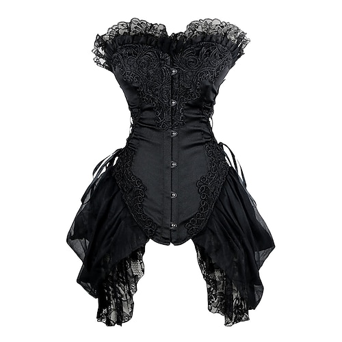 corsetto da donna top con pizzo bustier stile vintage gotico rosso nero scollatura a cuore allacciatura sulla schiena taglia regolabile abbigliamento da sera per festival